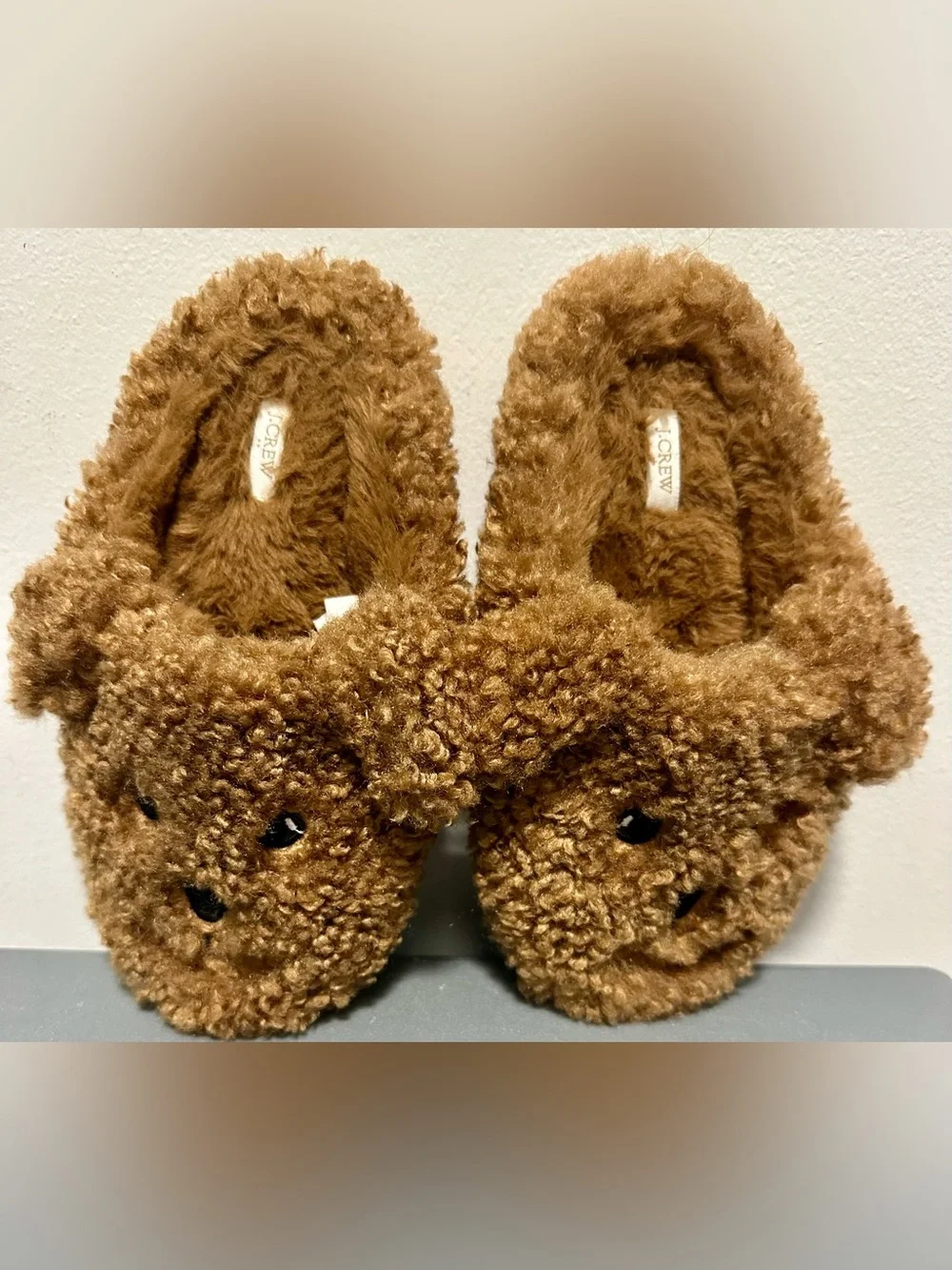 J.CREW Fuzzy Dog Slippers, Size 13 (kids)